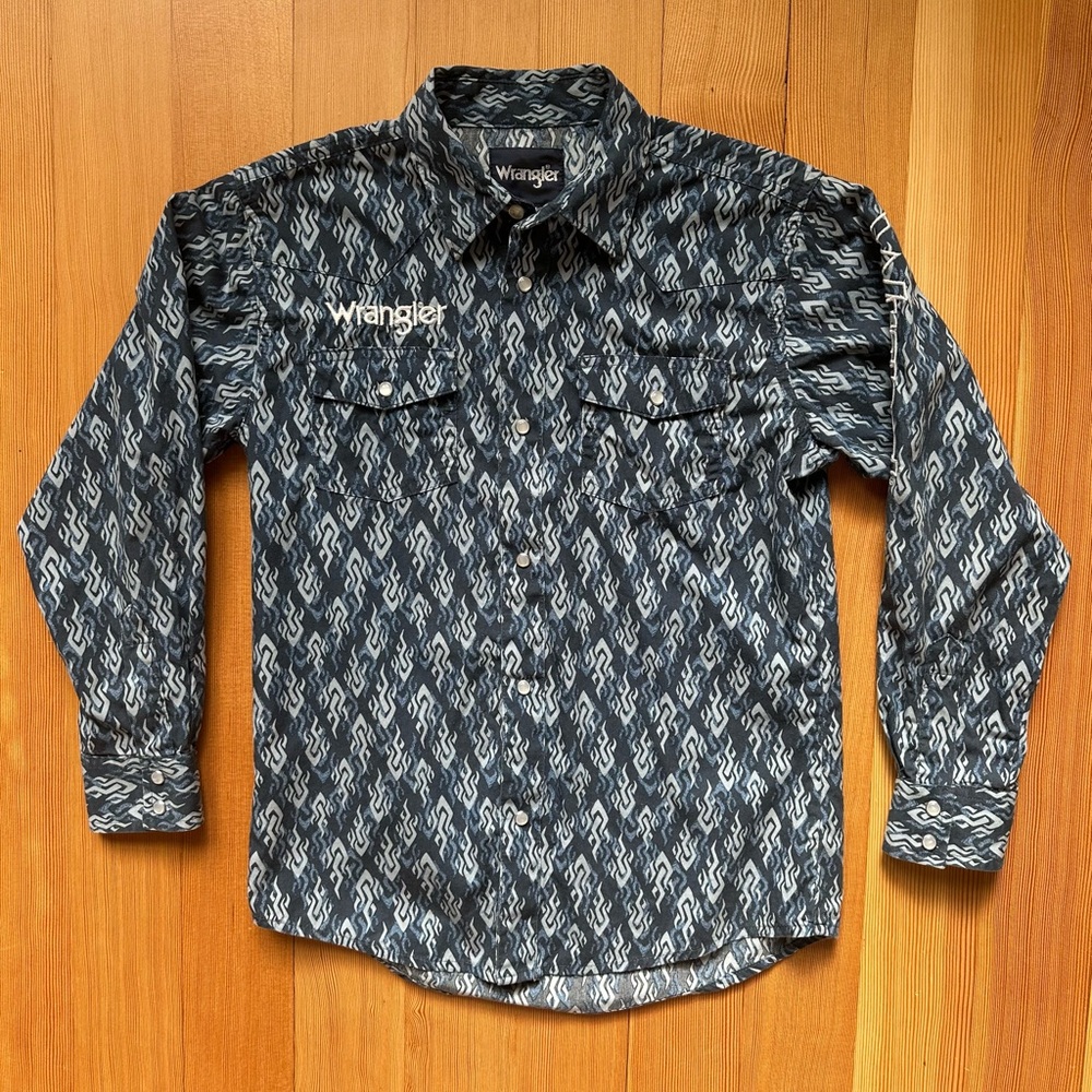 Wrangler Pearl Snap Western Shirt BOYS Large Button Down